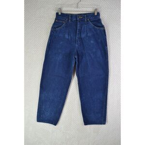 Vtg Lee Women's 11 Med. High Waisted Pleated Tapered Leg Dark Wash Jeans